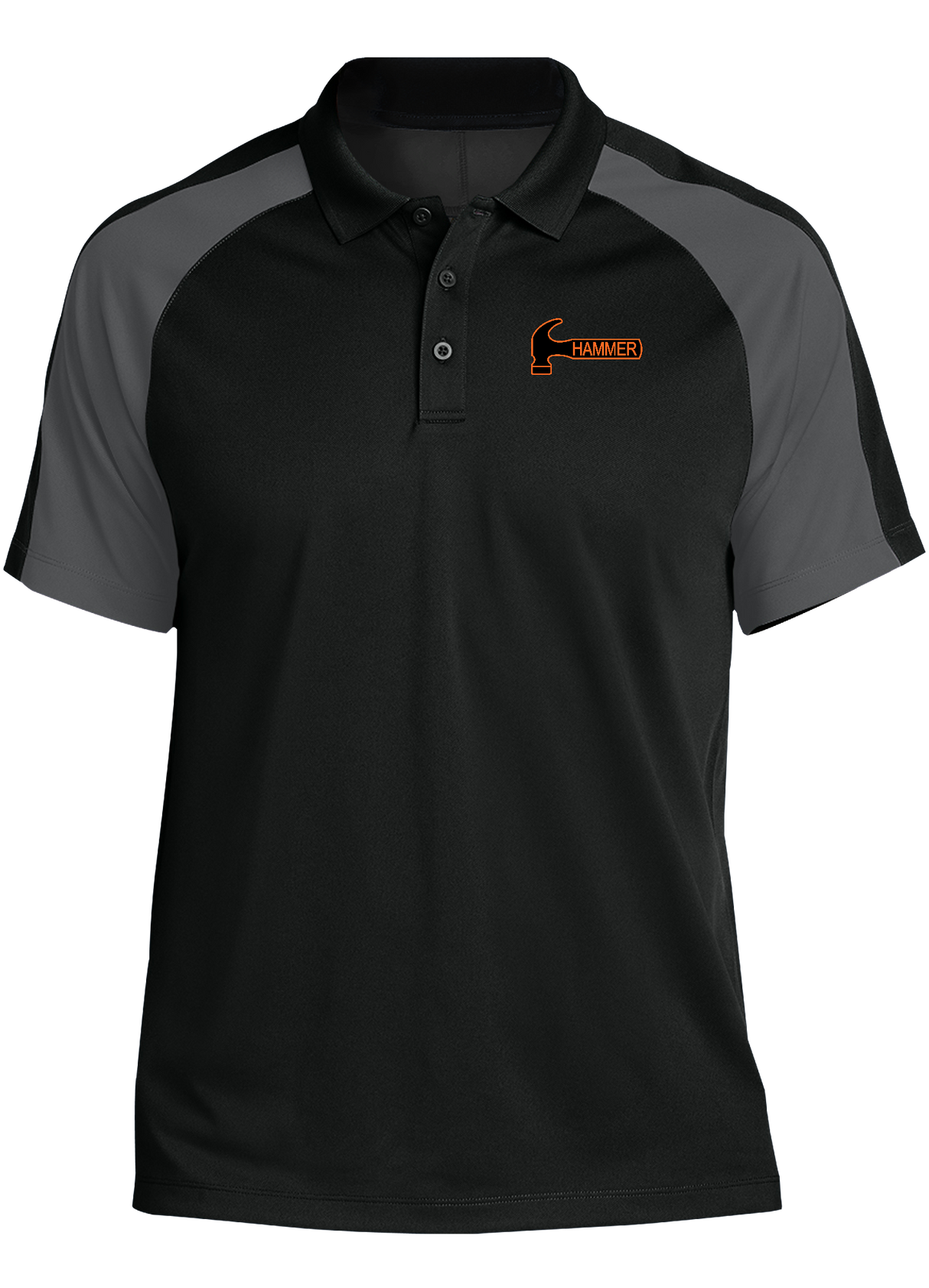 hammer-tournament-polo-black-gray bowl bowling shirt league tournament bowler shirt