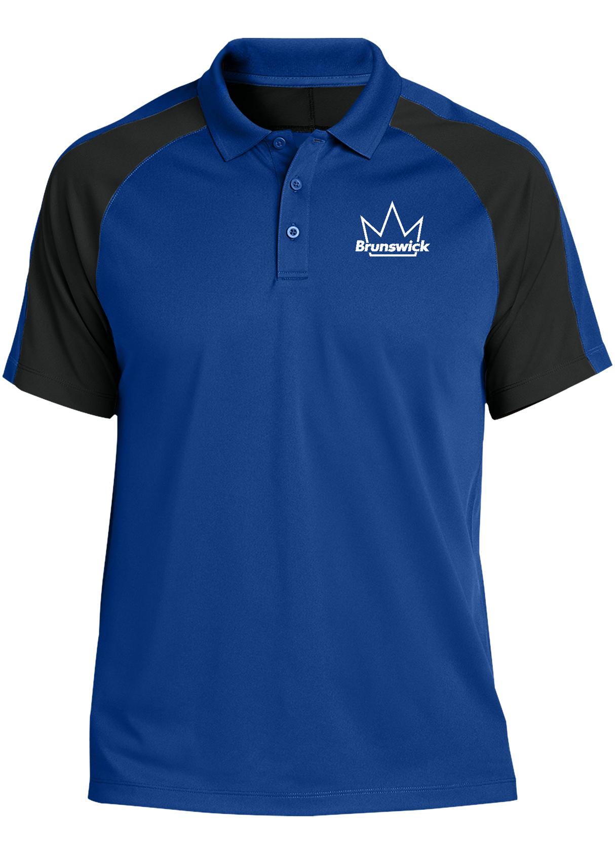 brunswick-crown-tournament-polo-royal-black bowl bowling shirt league tournament bowler shirt