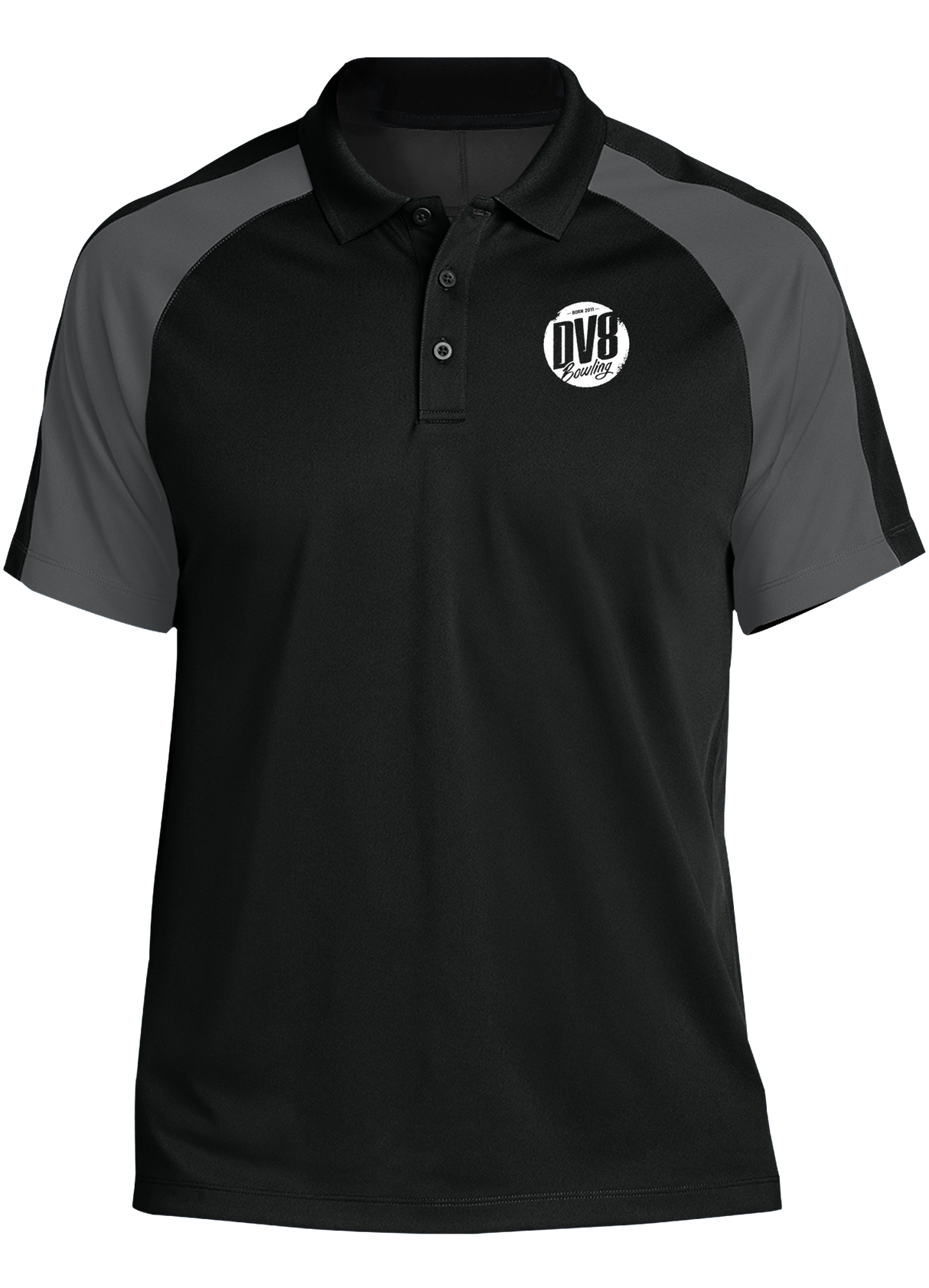 dv8-tournament-polo-black-gray bowl bowling shirt league tournament bowler shirt
