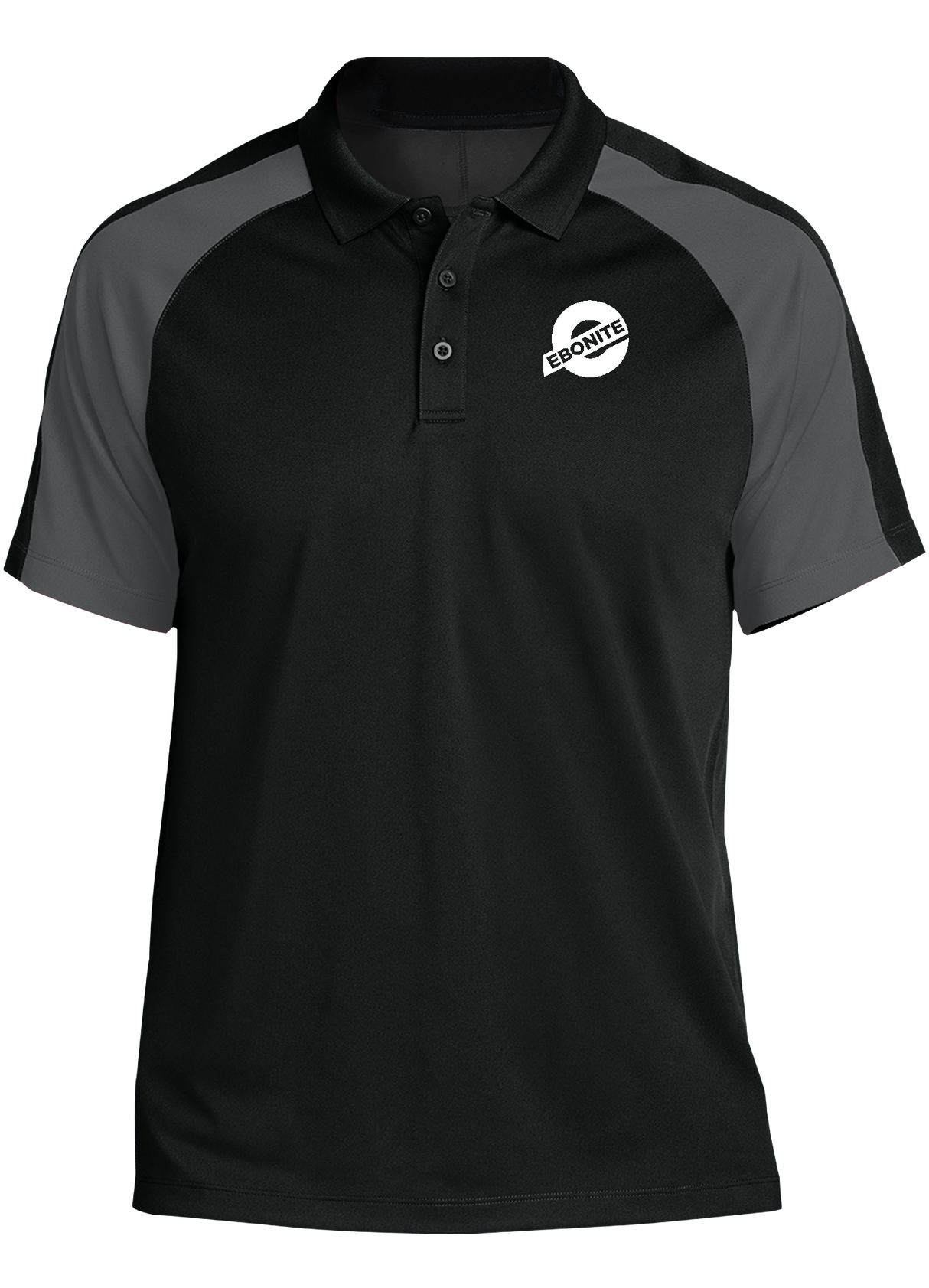 ebonite-new-logo-tournament-polo-black-gray bowl bowling shirt league tournament bowler shirt