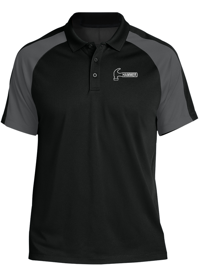 hammer-white-tournament-polo-black-gray bowl bowling shirt league tournament bowler shirt