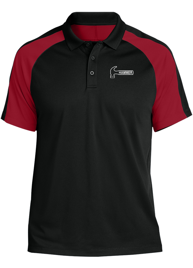 hammer-white-tournament-polo-black-red bowl bowling shirt league tournament bowler shirt