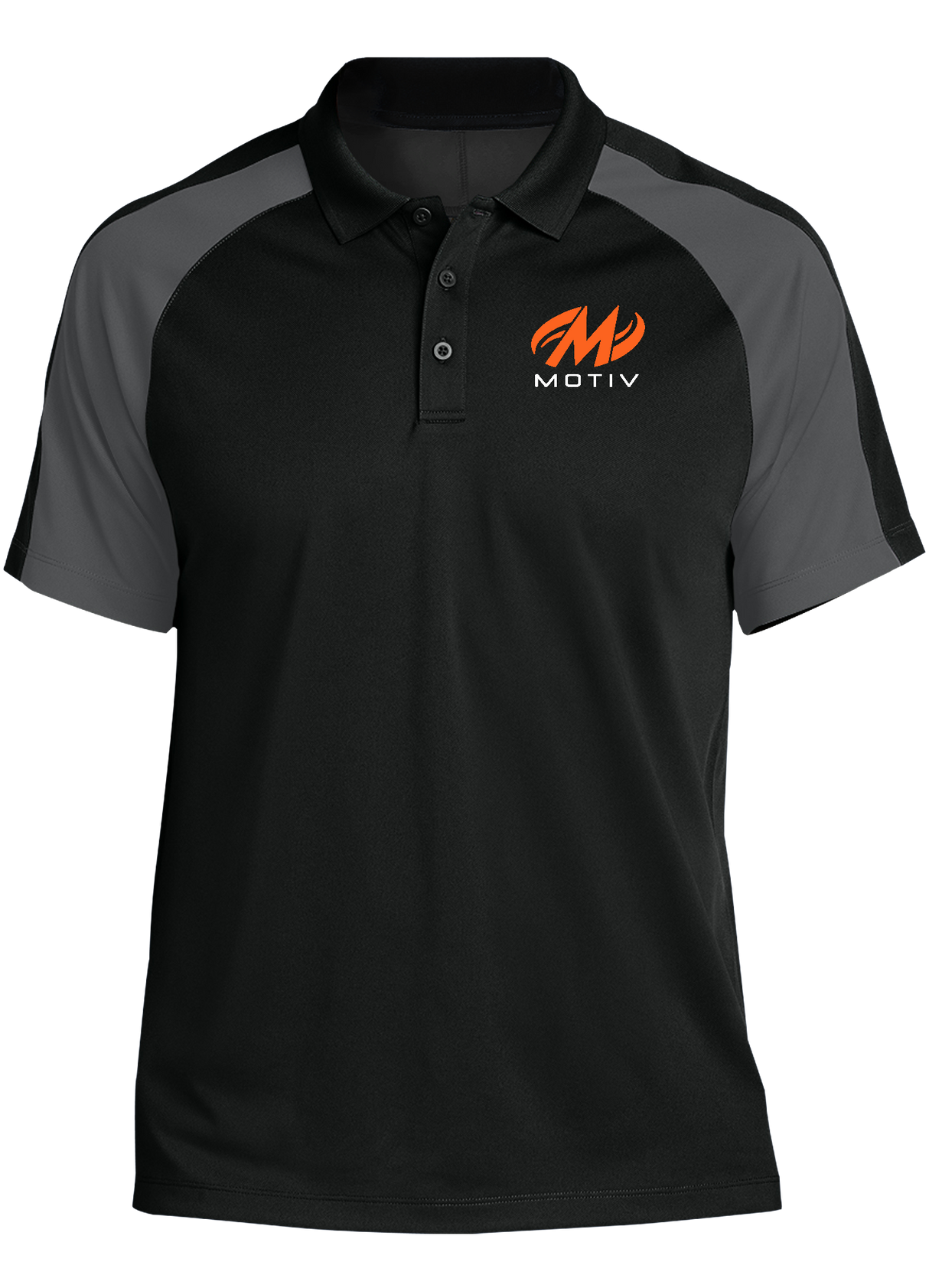 motiv-tournament-polo-black-gray bowl bowling shirt league tournament bowler shirt