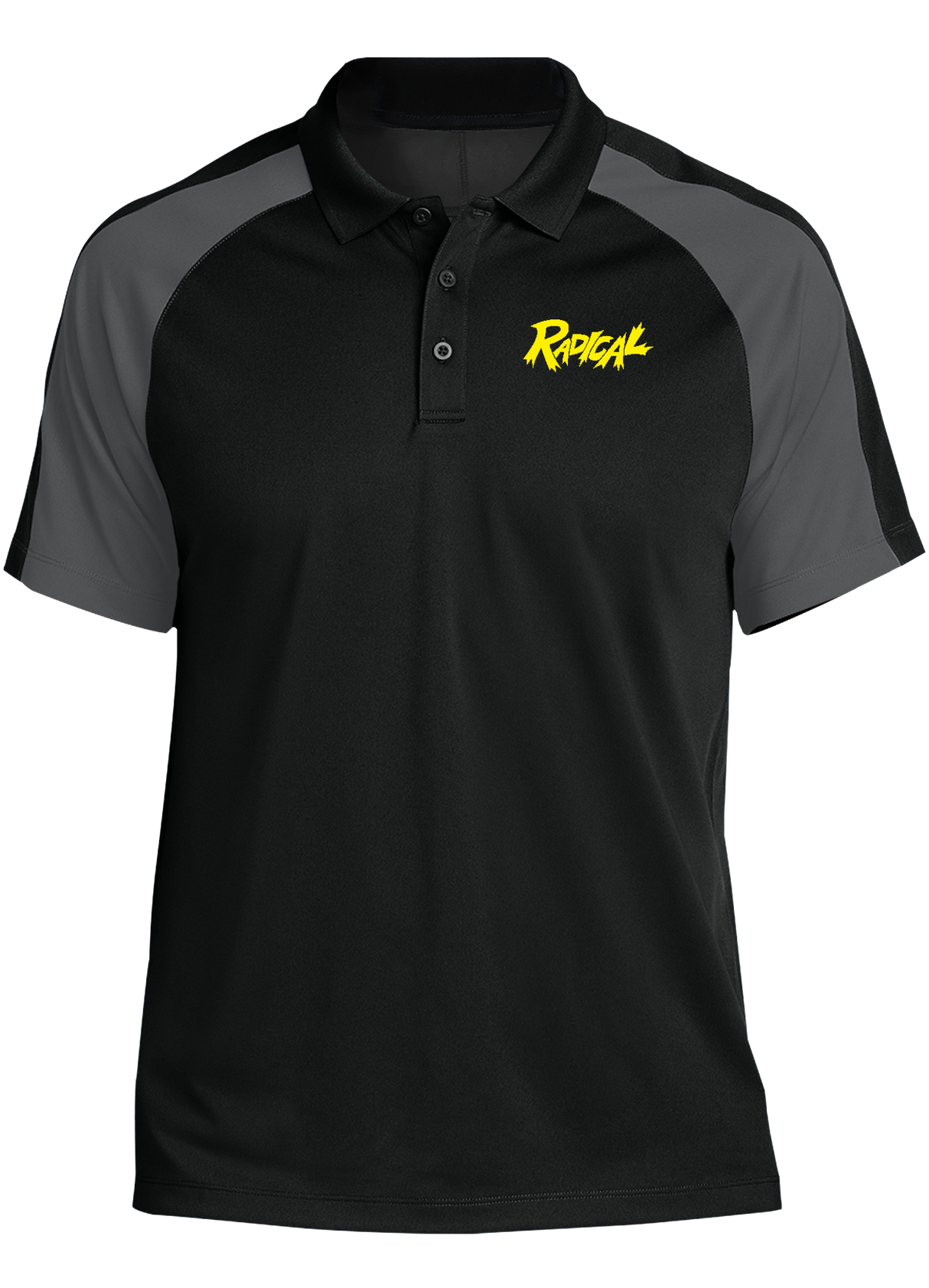 radical-tournament-polo-black-gray bowl bowling shirt league tournament bowler shirt