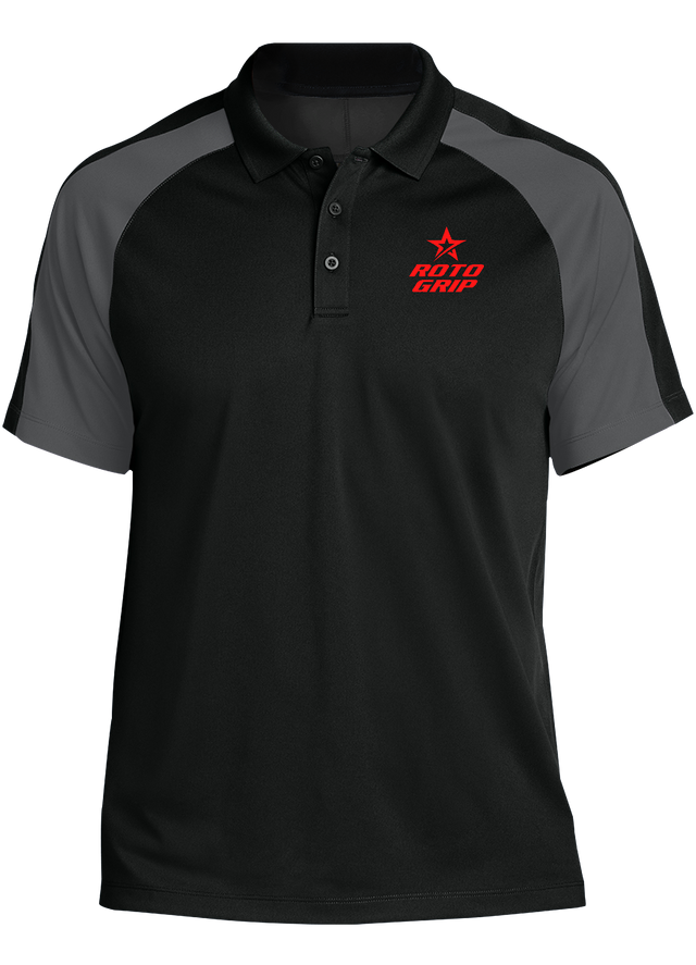roto-grip-tournament-polo-black-gray bowl bowling shirt league tournament bowler shirt