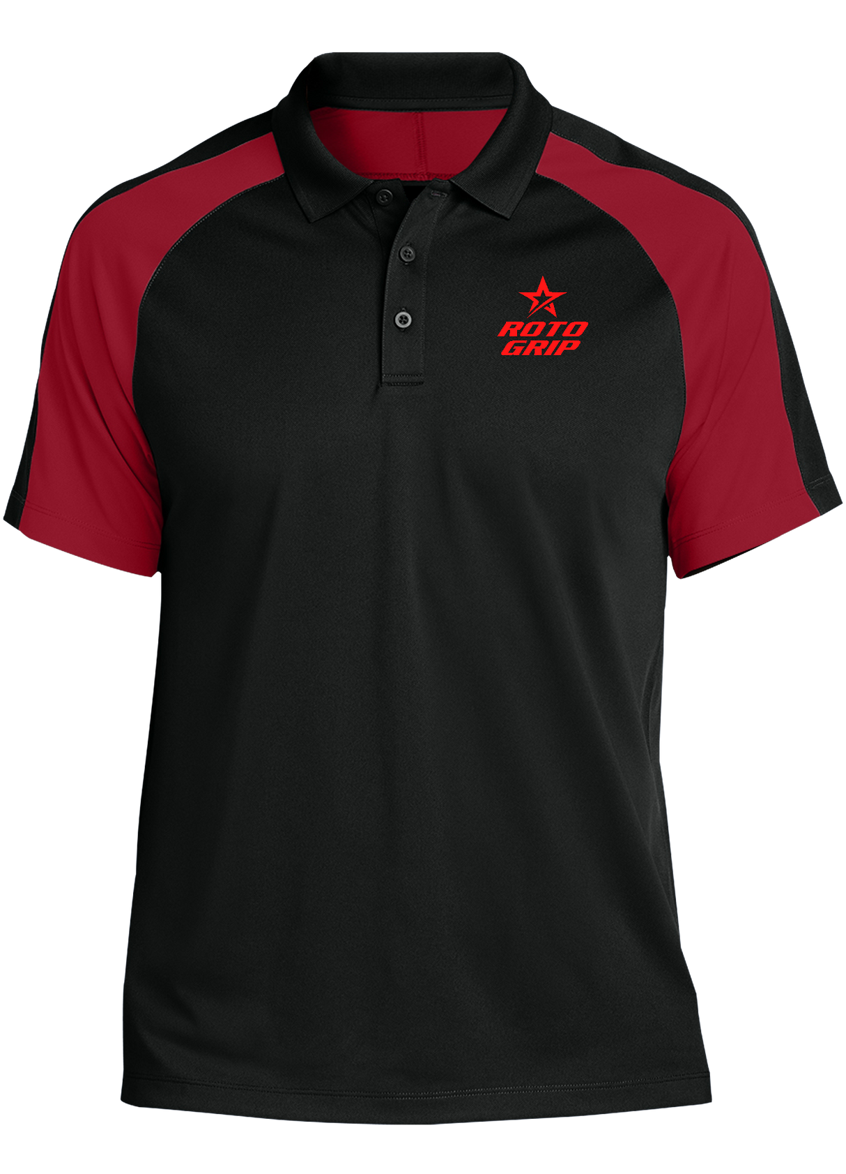 roto-grip-tournament-polo-black-red bowl bowling shirt league tournament bowler shirt