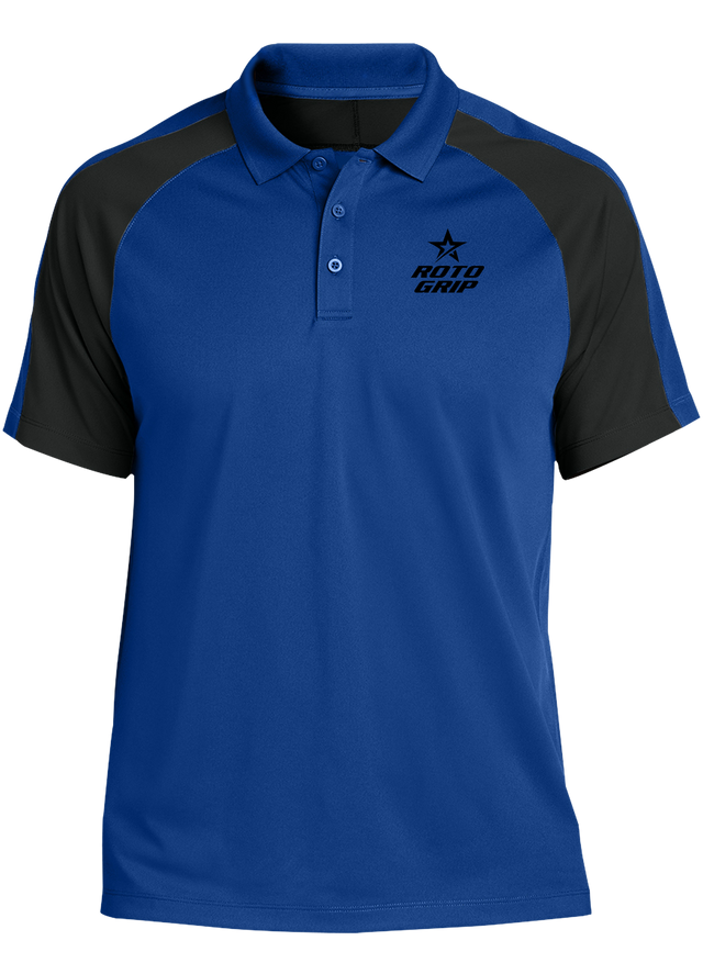 roto-grip-tournament-polo-royal-black bowl bowling shirt league tournament bowler shirt
