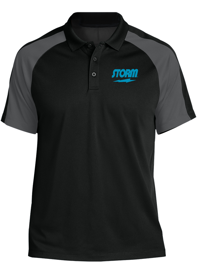 storm-tournament-polo-black-gray bowl bowling shirt league tournament bowler shirt