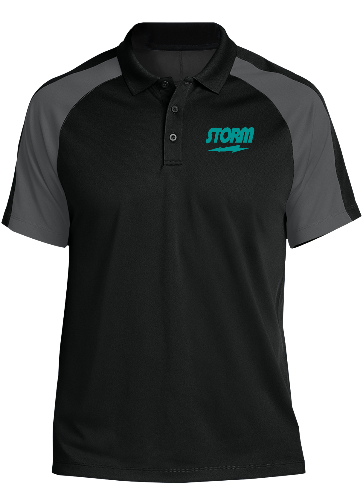storm-teal-tournament-polo-black-gray bowl bowling shirt league tournament bowler shirt