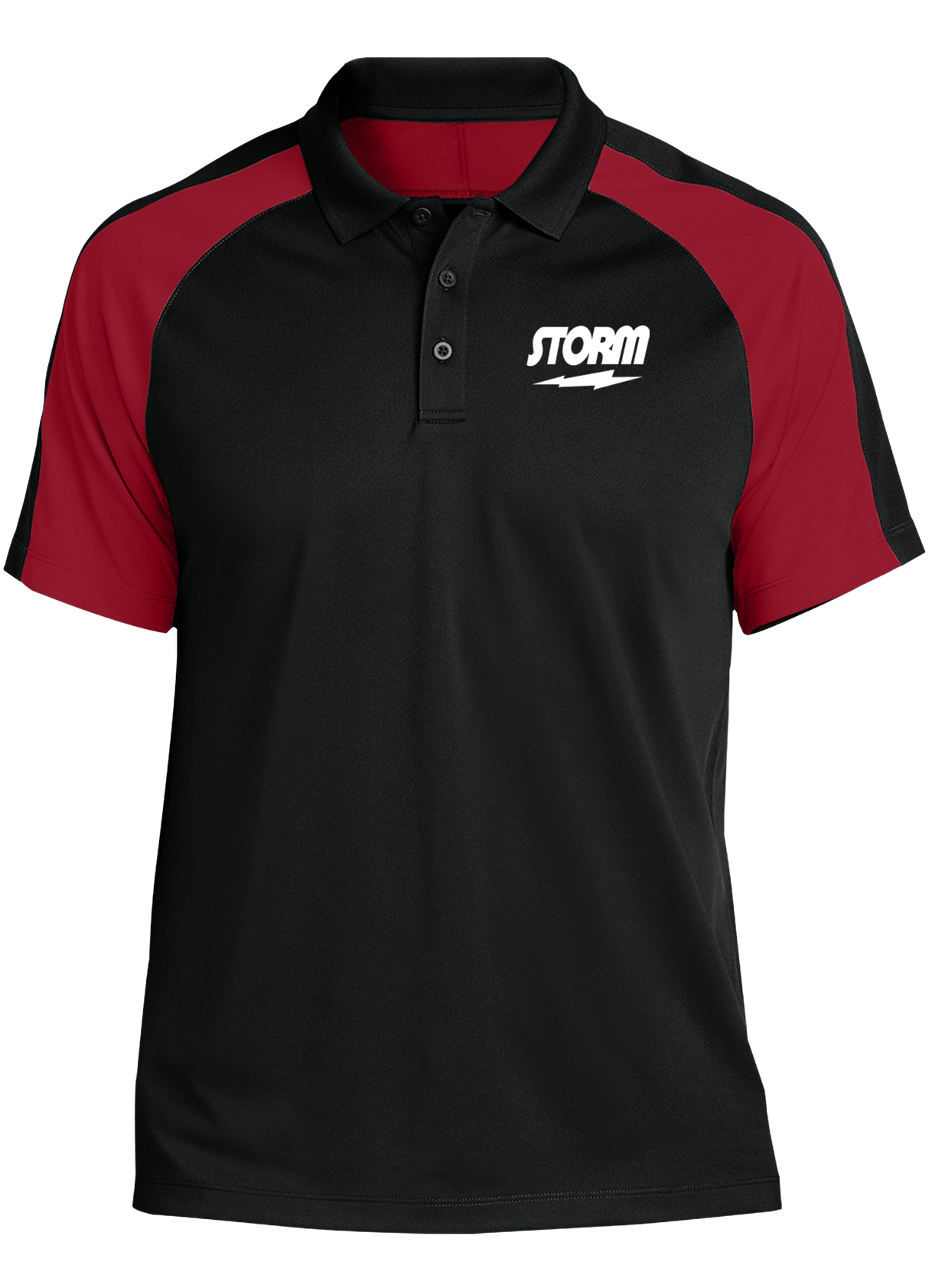 storm-tournament-polo-black-red bowl bowling shirt league tournament bowler shirt