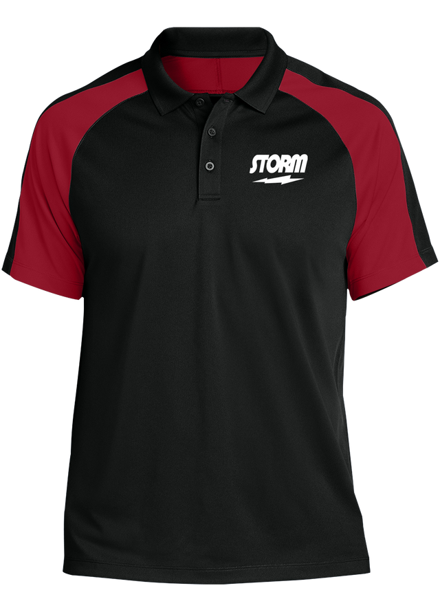storm-tournament-polo-black-red bowl bowling shirt league tournament bowler shirt