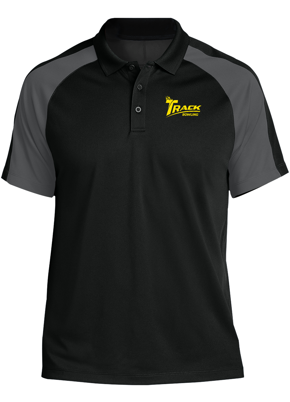 track-bowling-tournament-polo-black-gray bowl bowling shirt league tournament bowler shirt