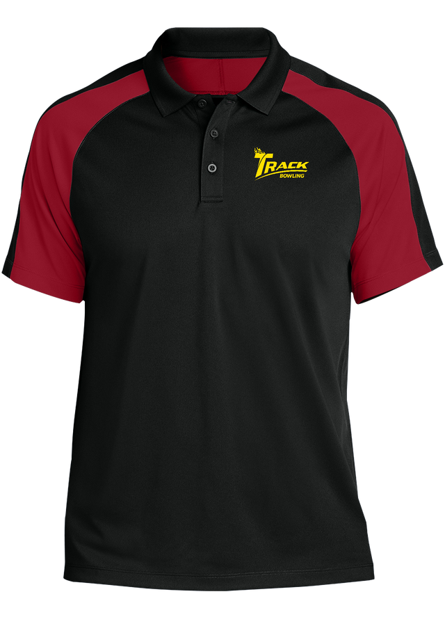 track-tournament-polo-black-red bowl bowling shirt league tournament bowler shirt