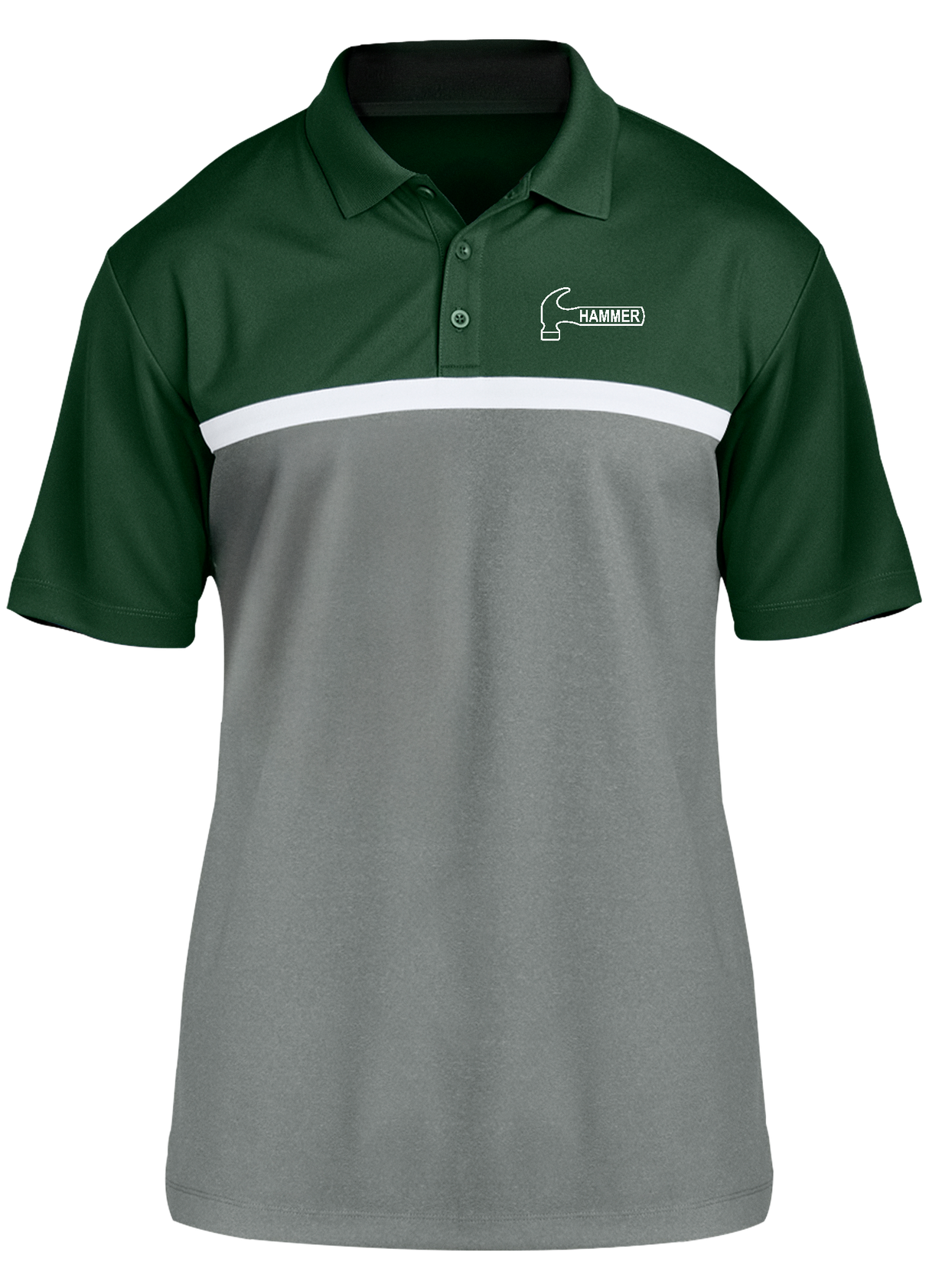 hammer-competitor-polo-green-white-gray bowling tournament bowler shirt