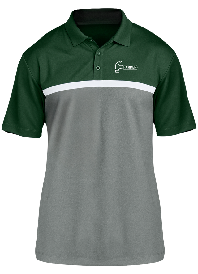 hammer-competitor-polo-green-white-gray bowling tournament bowler shirt