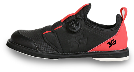 3G Speed Dial+ Black/Red Bowling Shoes * Atop System allows you to dial in the tightness in micro steps with one hand operation, pull out guide for ease to step in and out of shoe * Hot melt diamond plated mesh upper * Interchangeable slide sole on slide foot only