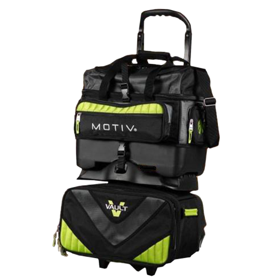 Motiv Vault 4 Ball Roller Grey/Lime Bowling Bag suitcase league tournament play sale discount coupon online pba tour