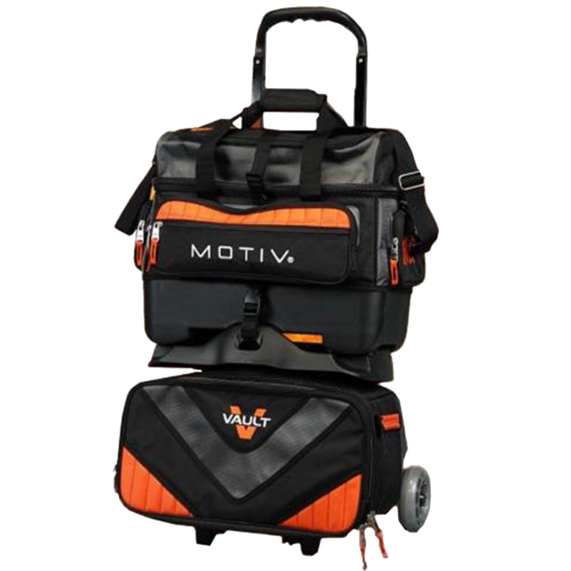 Motiv Vault 4 Ball Roller Orange Bowling Bag suitcase league tournament play sale discount coupon online pba tour