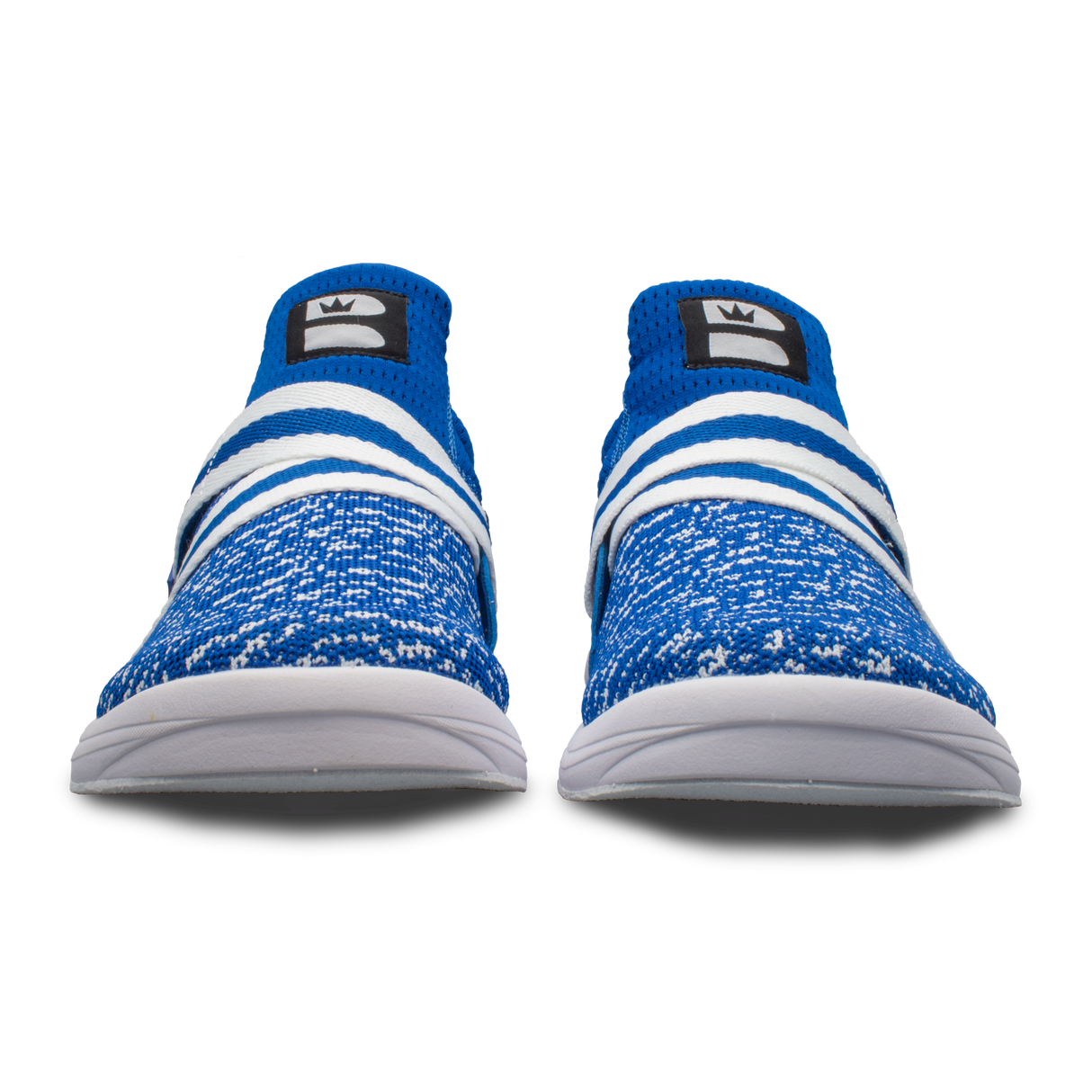 Brunswick Slingshot Royal/White Bowling Shoes * Athletic performance knit * Easy to slip on * No lace fastening system * Extra-light molded EVA outsole * Raised rubber heel for a controlled slide * Pure slide microfiber slide soles on both sides * Superior slide immediately *  *