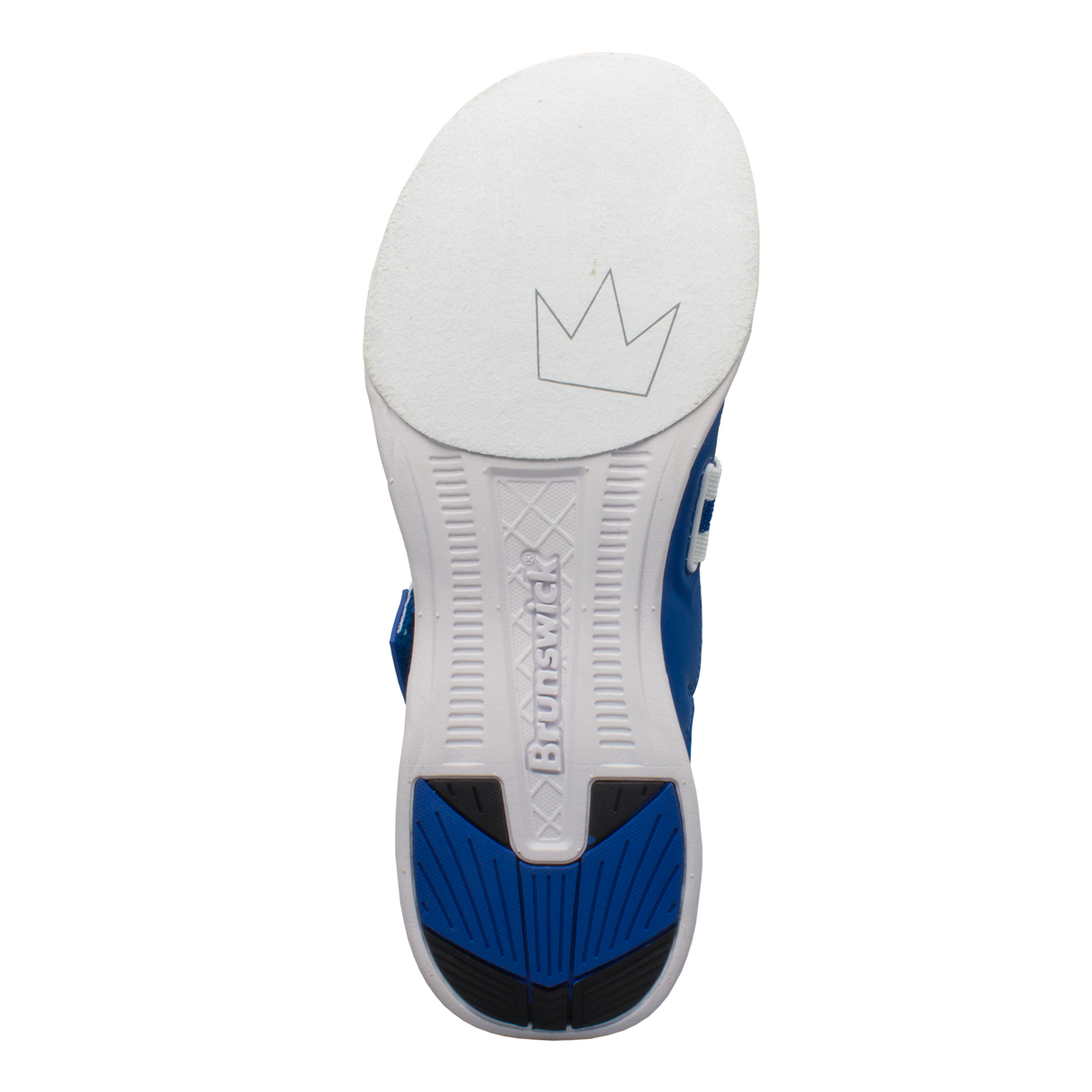 Brunswick Slingshot Royal/White Bowling Shoes * Athletic performance knit * Easy to slip on * No lace fastening system * Extra-light molded EVA outsole * Raised rubber heel for a controlled slide * Pure slide microfiber slide soles on both sides * Superior slide immediately *  *