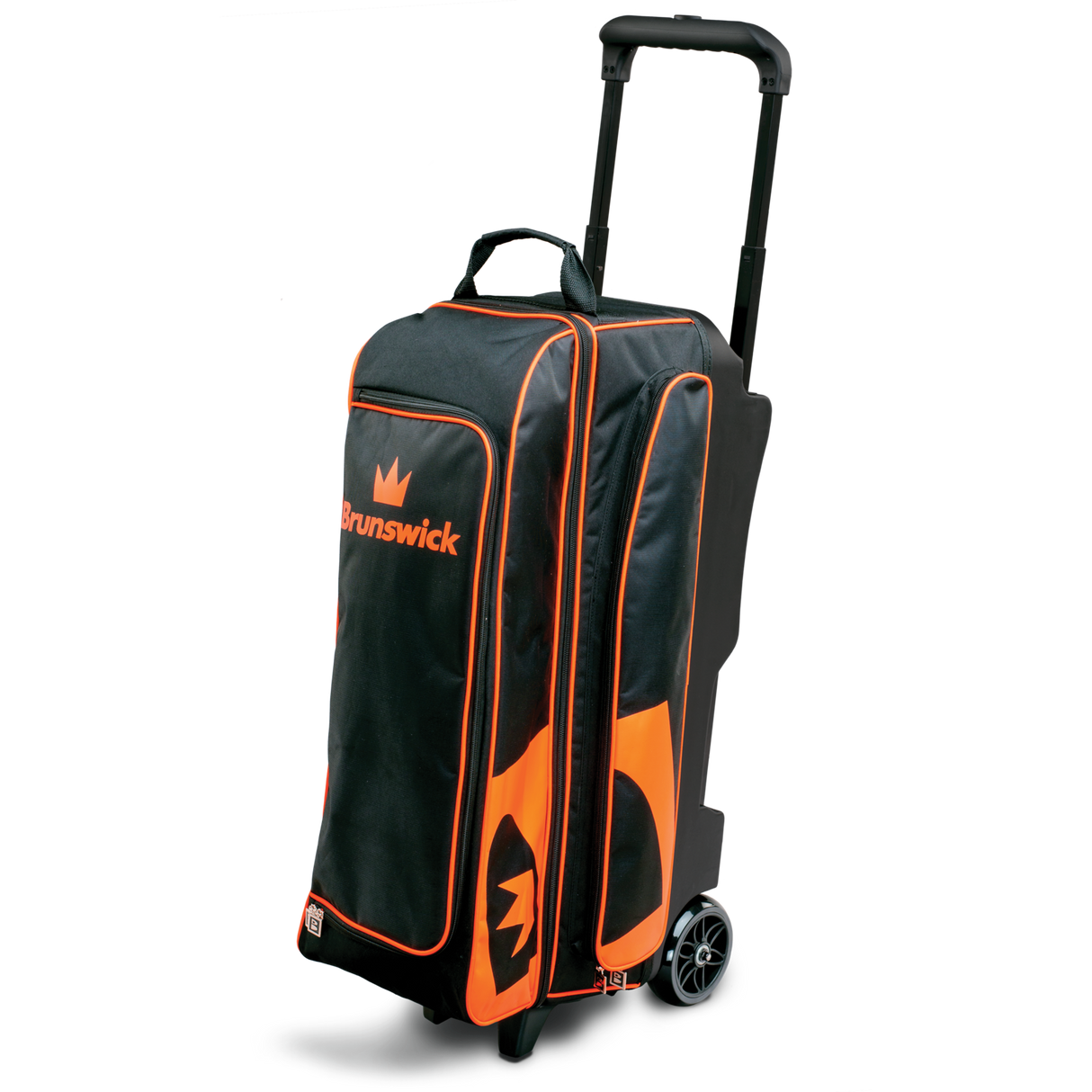 Brunswick Blitz 3 Ball Triple Roller Black/Orange Bowling Bag travel suitcase league tournament play sale discount coupon online pba tour