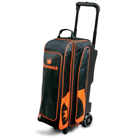 Brunswick Blitz 3 Ball Triple Roller Black/Orange Bowling Bag travel suitcase league tournament play sale discount coupon online pba tour