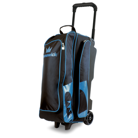Brunswick Blitz 3 Ball Triple Roller Black/Blue Bowling Bag travel suitcase league tournament play sale discount coupon online pba tour