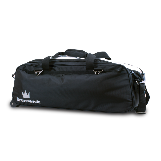 brunswick triple tournament tote rolling roller bag inside bowling travel suitcase