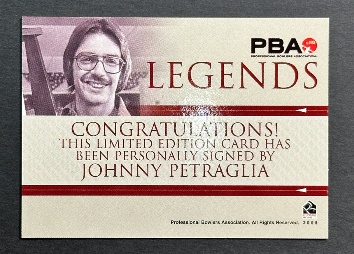 Johnny Petraglia 2008 Rittenhouse PBA Legends Autograph Bowling Card