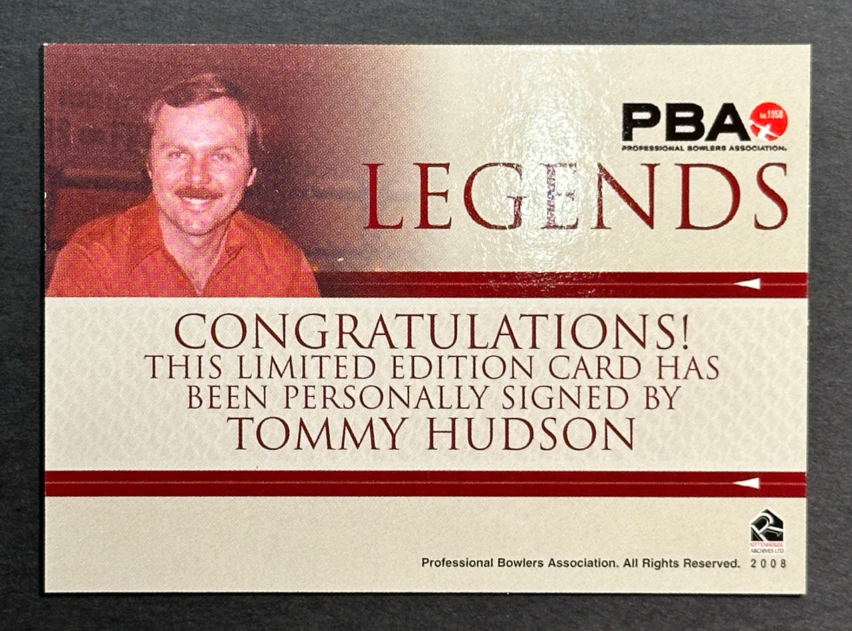 Tommy Hudson 2008 Rittenhouse PBA Legends Autograph Bowling Card