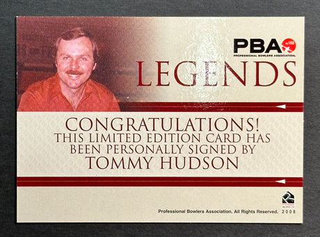 Tommy Hudson 2008 Rittenhouse PBA Legends Autograph Bowling Card