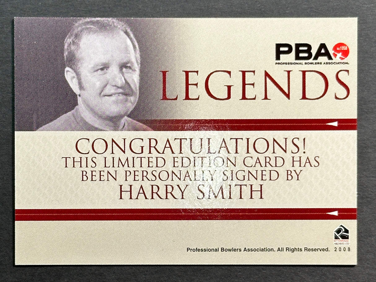 Harry Smith 2008 Rittenhouse PBA Legends Autograph Bowling Card