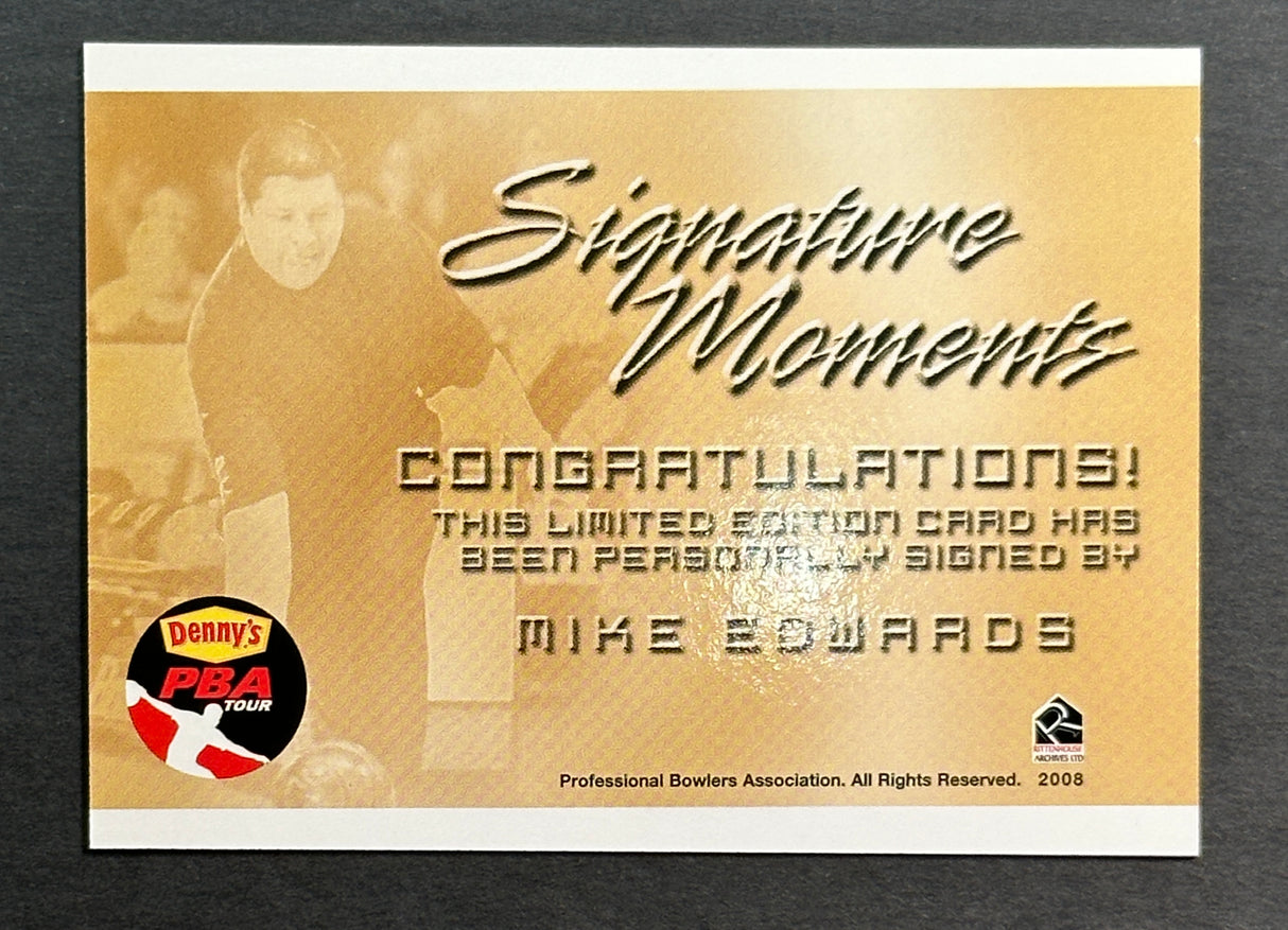 Mike Edwards 2007 Rittenhouse Signature Moments PBA Autograph Bowling Card