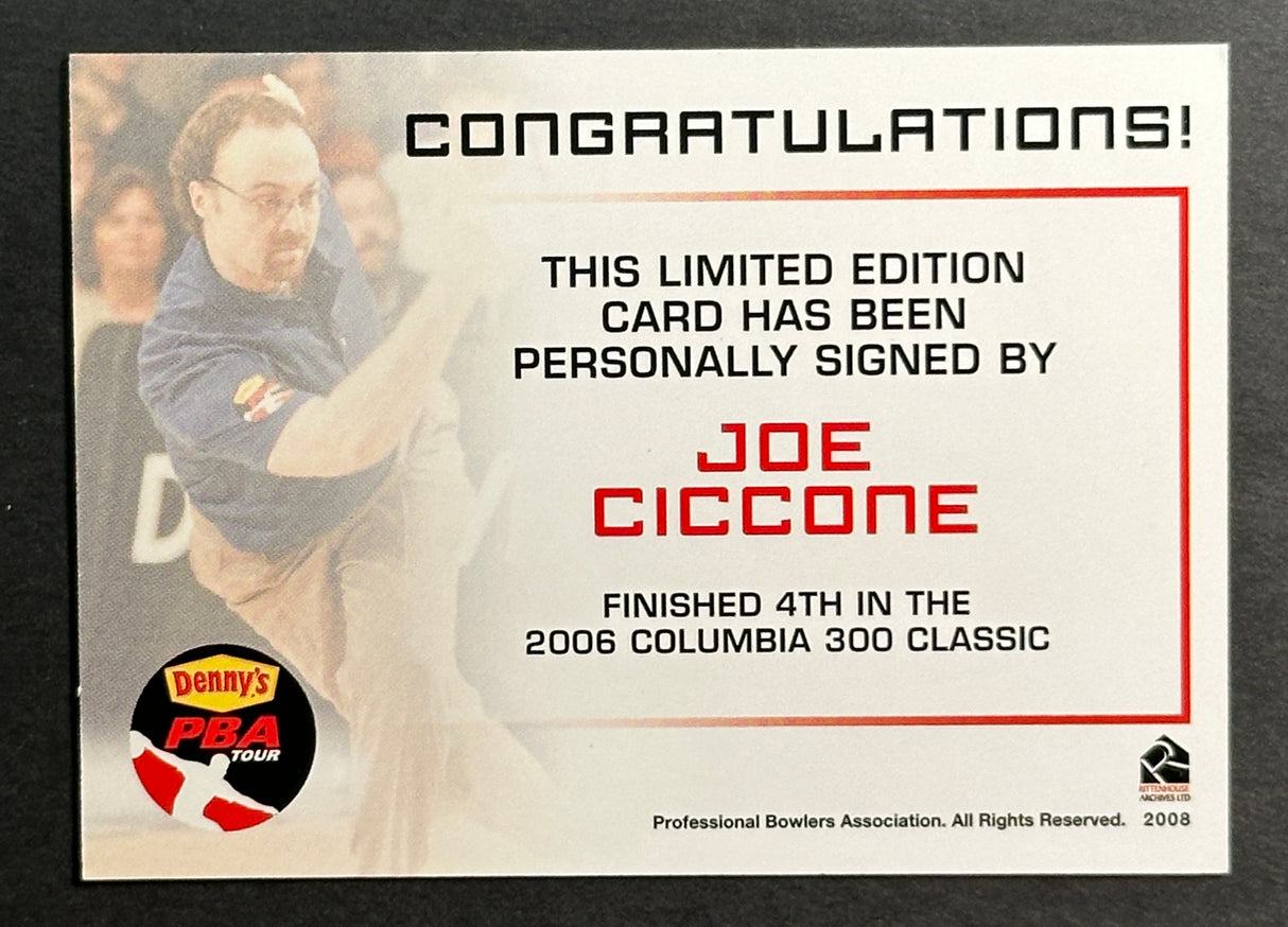 Joe Ciccone 2007 Rittenhouse Signature Moments PBA Autograph Bowling Card