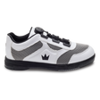 Brunswick Fury White Men's Bowling Shoes * Sleek synthetic upper * Molded EVA insole for comfort and performance * Extreme cushion comfort with Ortholite footbed * Convenient ATOP dial lacing system * Reinforced hard rubber toe for durability * Multi-zone push away rubber * Includes: #4, #6, and #8 Slide Soles; Progressive, and Ridged Heels; Heel remover tool *  *