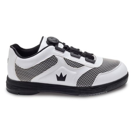 Brunswick Fury White Men's Bowling Shoes * Sleek synthetic upper * Molded EVA insole for comfort and performance * Extreme cushion comfort with Ortholite footbed * Convenient ATOP dial lacing system * Reinforced hard rubber toe for durability * Multi-zone push away rubber * Includes: #4, #6, and #8 Slide Soles; Progressive, and Ridged Heels; Heel remover tool *  * 