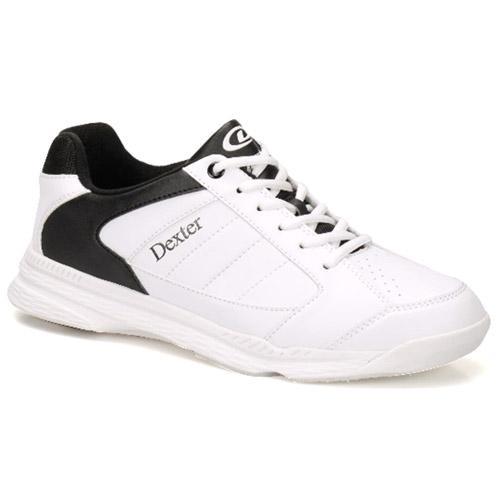 Dexter Ricky IV White/Black Bowling Shoes DexLite outsole w/ defined rubber horseshoe heel Soft durable man-made PU (not PVC) upper Fully fabric-lined with padded tongue and collar Lace to toe upper pattern for a custom fit Defined rubber horseshoe heel Molded removable blown EVA footbed S8 microfiber slide soles on both shoes