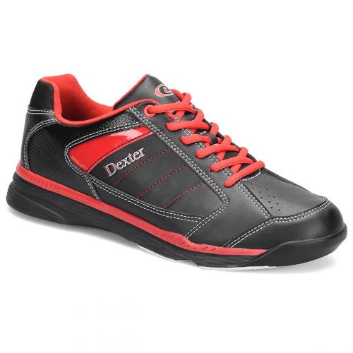 Dexter Ricky IV Black/Red Bowling Shoes DexLite outsole w/ defined rubber horseshoe heel Soft durable man-made PU (not PVC) upper Fully fabric-lined with padded tongue and collar Lace to toe upper pattern for a custom fit Defined rubber horseshoe heel Molded removable blown EVA footbed S8 microfiber slide soles on both shoes