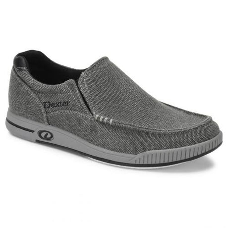 Dexter Kam Charcoal Grey Bowling Shoes Lightweight & cool cotton canvas upper Slip on pattern for ultimate convenience Side vents for breathability Molded removable blown EVA footbed Non-marking rubber outsole w/defined heel S8 microfiber slide soles on both shoes