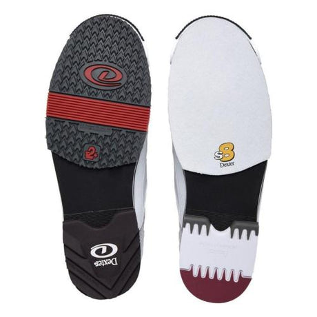 Dexter SST8 Power Frame BOA White/Black Bowling Shoes Dexter’s famous SST 8 innovation comes to you in the SST 8 Power Frame BOA. These shoes feature our new Power Frame KPU overmold in a textured honeycomb cell pattern to reinforce the fabric of the shoe for longer life. The BOA® Fit System with disc lacing gives you instant adjustability and convenience.