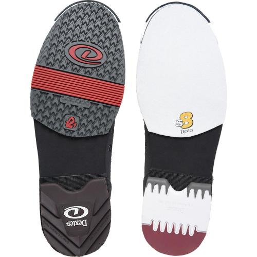 Dexter SST8 Knit Charcoal Grey Bowling Shoes Right or left convertible Charcoal Grey Breathable, lightweight knit upper Unique total interchangeable sole construction Goodyear replaceable rubber traction sole Leather toe drag protector stops slide sole peel back Removable footbeds Included on push foot shoe: H5 saw tooth heel, H2 Ultra Brakz included on shoe Included on slide foot shoe: S8, T2+ soles included on shoe In Box: 1 Shoe Protector included