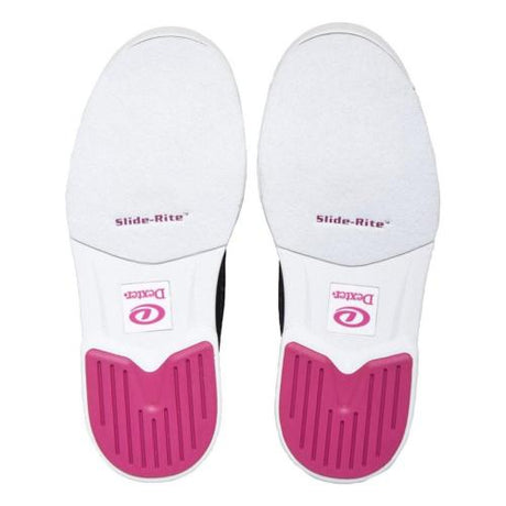 Dexter DexLite Knit Black/Pink Bowling Shoes Lightweight Breathable Knit Fabric with Hotmelt Overlays DexLite Pro Outsole Removable Blown EVA Footbed Fixed S8 Slide Soles Fixed Speed Groove Raised Heels