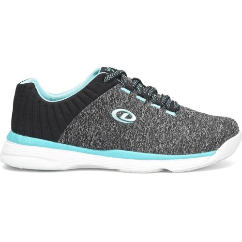 Dexter Elin Grey/Teal Bowling Shoes Lightweight Breathable Knit Upper Fully Fabric-Lined with Padded Tongue and Collar U-Throat Upper Pattern Molded Removable Blown EVA Footbed DexLite Outsole Slide Shoes: Fixed S8 Slide Soles Fixed Non-Marking Defined Heel