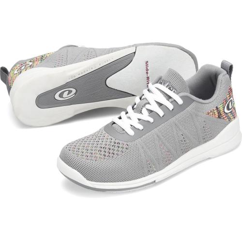 Dexter Delila Gray Bowling Shoes Fully Fabric-Lined with Padded Tongue and Collar Low Collar Molded Removable Blown EVA Footbed Slide Shoes: Fixed S8 Slide Soles Fixed Non-Marking Defined Heels