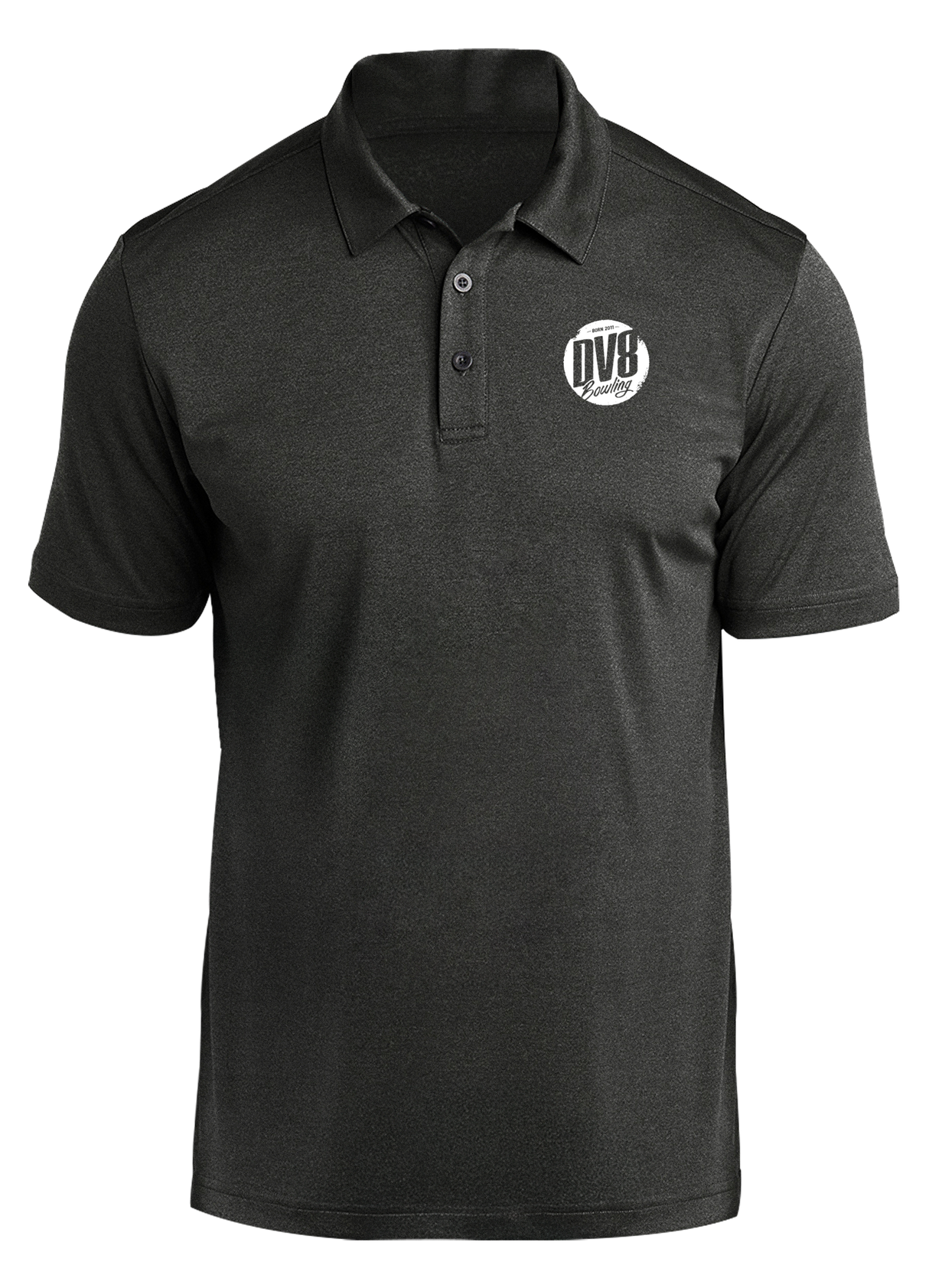 DV8 White Prime Polo Black Heather