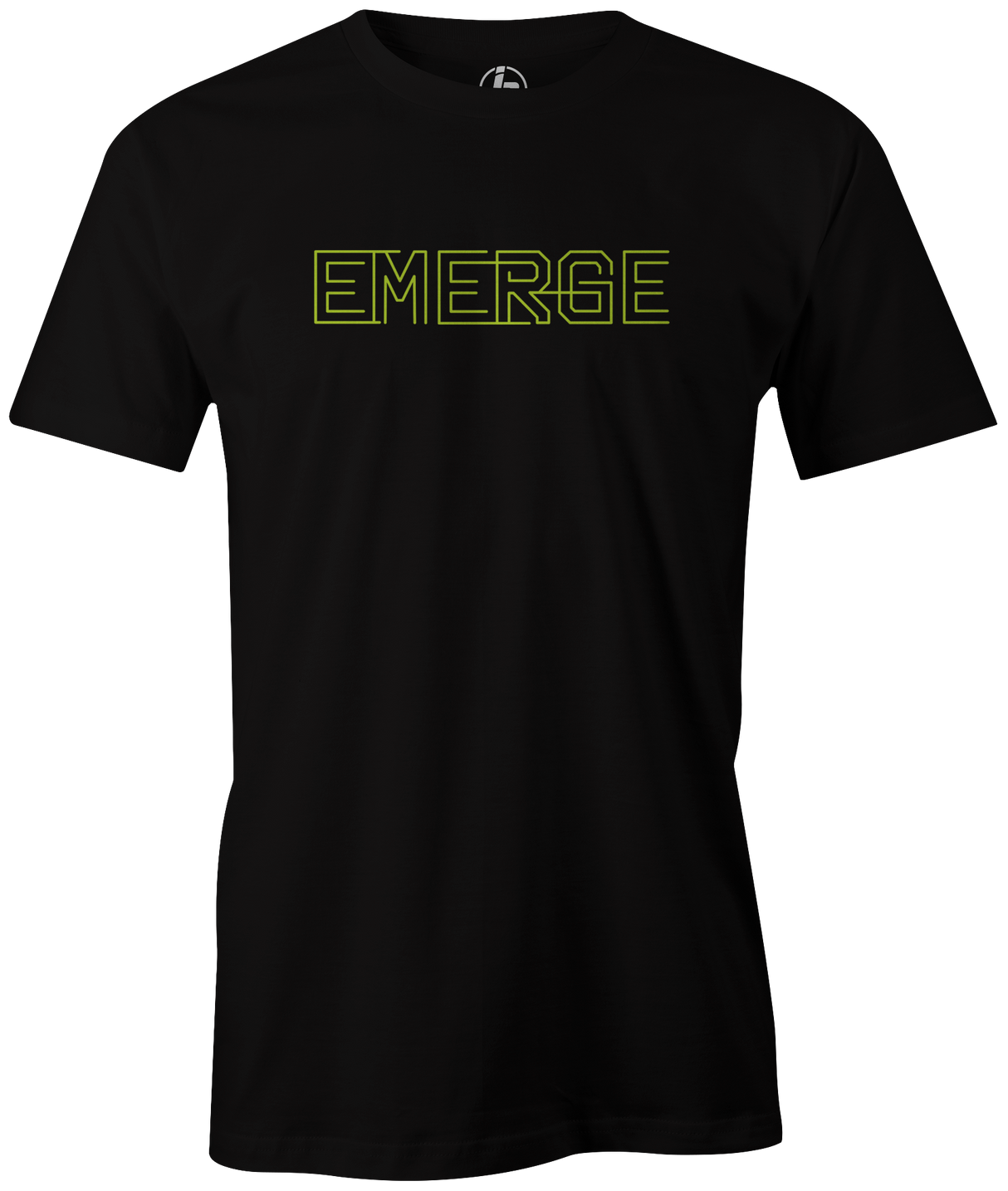 Ebonite Emerge. A tee that just does the right thing and helps you strike a lot! Tshirt, tee, tee-shirt, tee shirt, Pro shop. League bowling team shirt. PBA. PWBA. USBC. Junior Gold. Youth bowling. Tournament t-shirt. Men's. Bowling Ball. Emerge Ebonite. Tommy Jones
