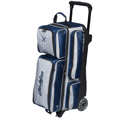 KR Strikeforce Konvoy Navy Silver Triple Roller Bowling Ball Bag