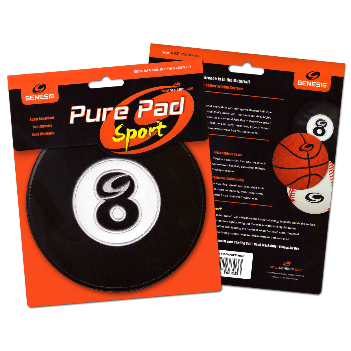 Genesis Pure Pad Sport Leather Bowling Ball Wipe - Billiards 8-Ball Shammy