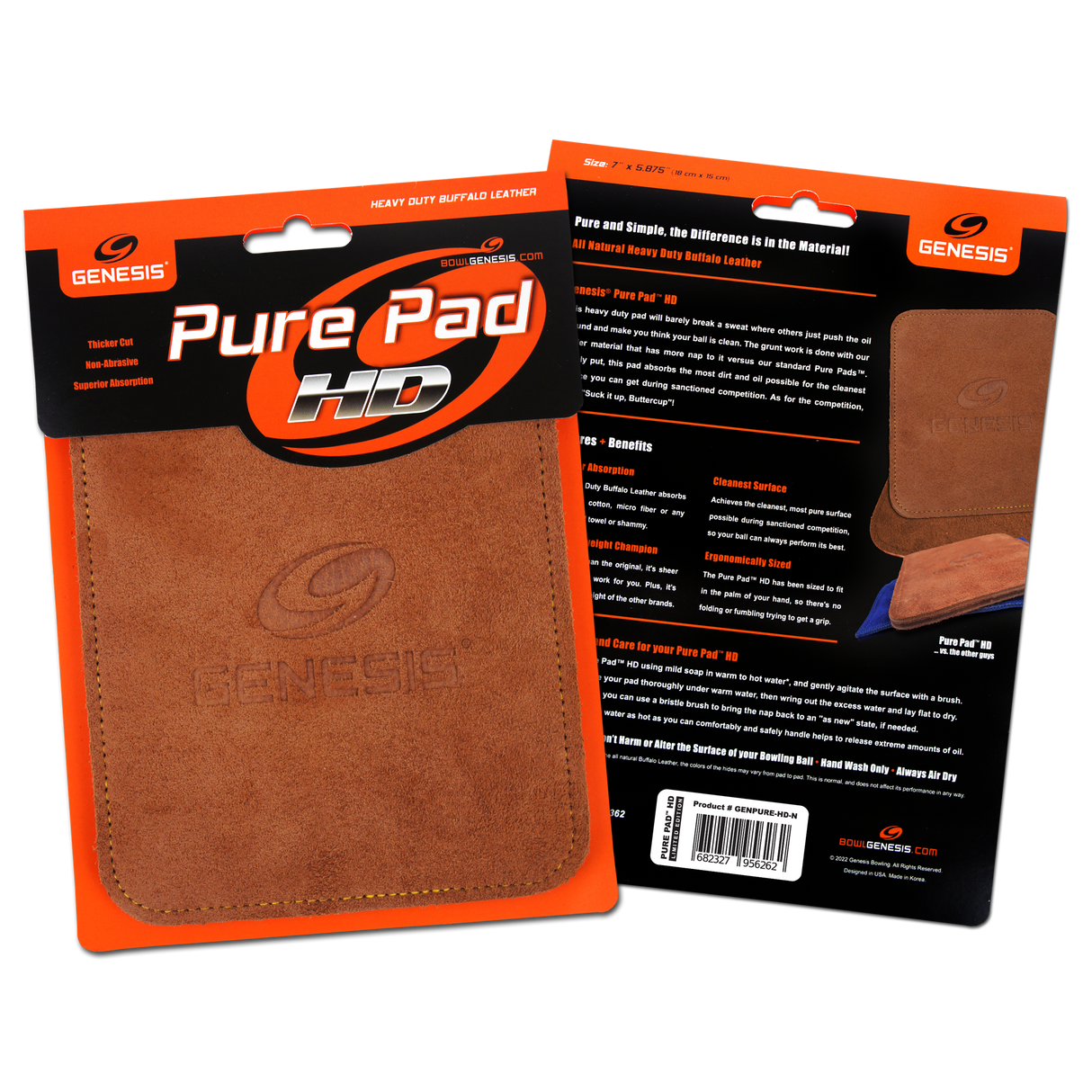 The Genesis Pure Pad™ HD is an all natural genuine buffalo leather ball wipe that is 50% thicker than our standard Pure Pads™. This heavy duty pad will barely break a sweat where others just push the oil around and make you think your ball is clean.