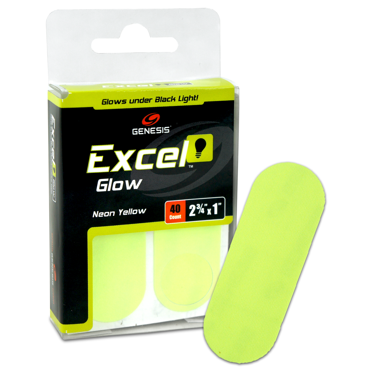 Genesis Excel Glow Neon Yellow Black Light Performance Tape (40ct)